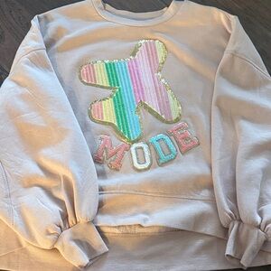 Pastel Star Appliqué Sweatshirt - 'MODE'